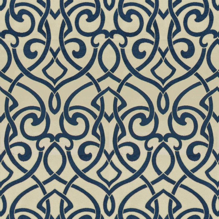 Critique 4 Indigo by Stout Designer Fabric Rainbow Library Porcelain/Royal 65% Spun Viscose 35% Polyester CHINA WYZENBEEK 25 000 DOUBLE RUB WEAR TEST (HEAVY DUTY) Horizontal: 14.5 and Vertical: 27.5 55 in - Swanky Fabrics -