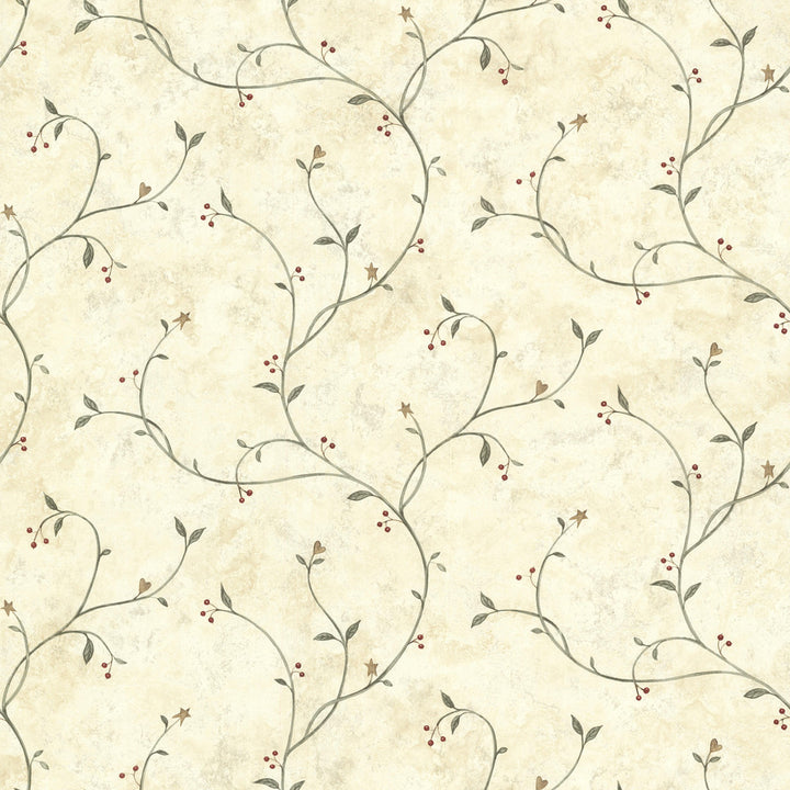 Peyton Green Tin Star Trail Wallpaper by Chesapeake Countryside Covers about 56.4 square feet 20.5-in by 33-ft long roll Prepasted 0 - Fabric Carolina -