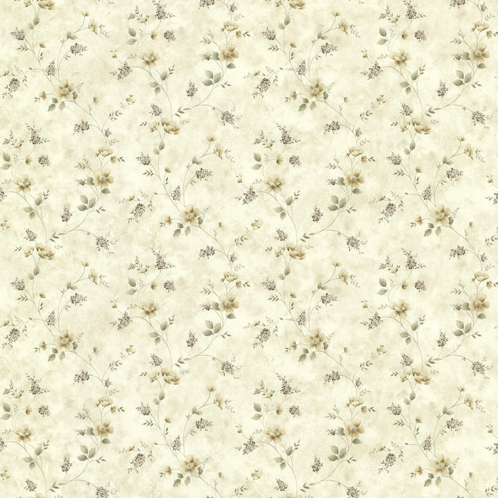 Piper Flax Springtime Bloom Trail Wallpaper by Chesapeake Countryside Covers about 56.4 square feet 20.5-in by 33-ft long roll Prepasted 10.3 - Fabric Carolina -