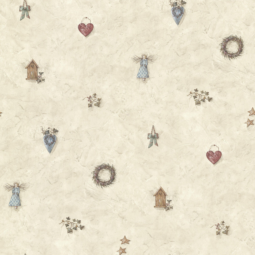 Apple Stone Country Toss Wallpaper by Chesapeake Countryside Covers about 56.4 square feet 20.5-in by 33-ft long roll Prepasted 20.5 - Fabric Carolina -
