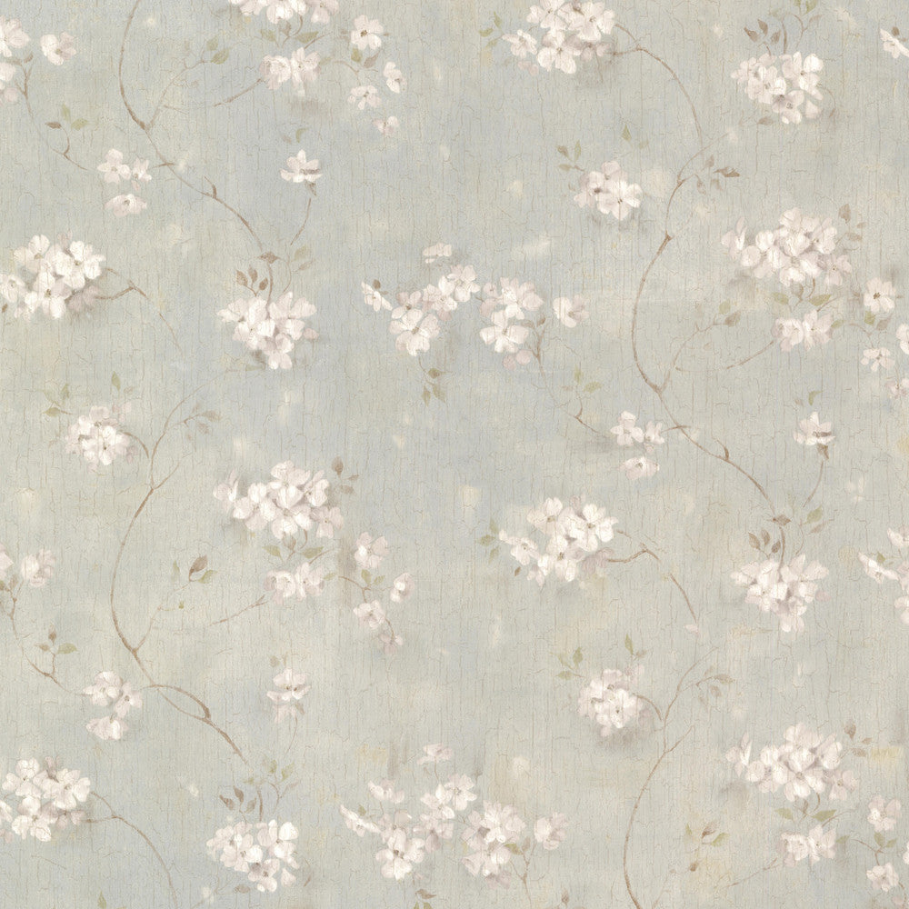 Dixie Aqua Floral Trail Wallpaper by Chesapeake Countryside Covers about 56.4 square feet 20.5-in by 33-ft long roll Prepasted 20.5 - Fabric Carolina -
