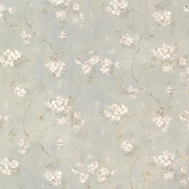 Dixie Aqua Floral Trail Wallpaper by Chesapeake Countryside Covers about 56.4 square feet 20.5-in by 33-ft long roll Prepasted 20.5 - Fabric Carolina -