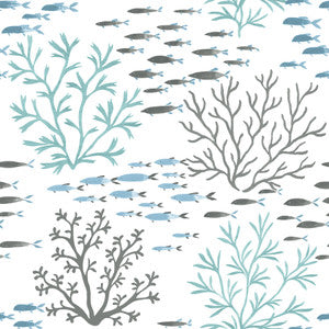 Marine Garden Blue & Brown Wallpaper by York Wallcoverings