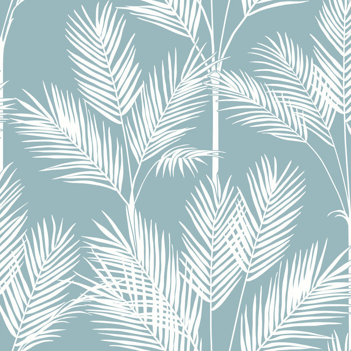 King Palm Silhouette Blue Wallpaper by Inspired by Color Blues II Covers about 56.4 square feet 20.5-in by 33-ft long roll Prepasted 20.5 - Fabric Carolina -