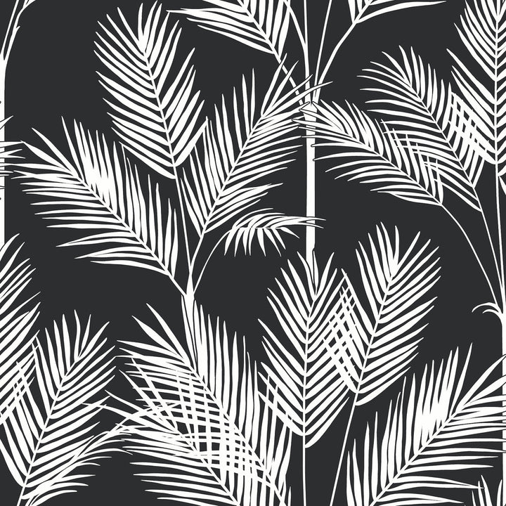 King Palm Silhouette Blue Wallpaper by York Wallcoverings Water's Edge Resource Library Covers about 56.4 square feet 20.5-in by 33-ft long roll Prepasted 20.5 - Fabric Carolina -