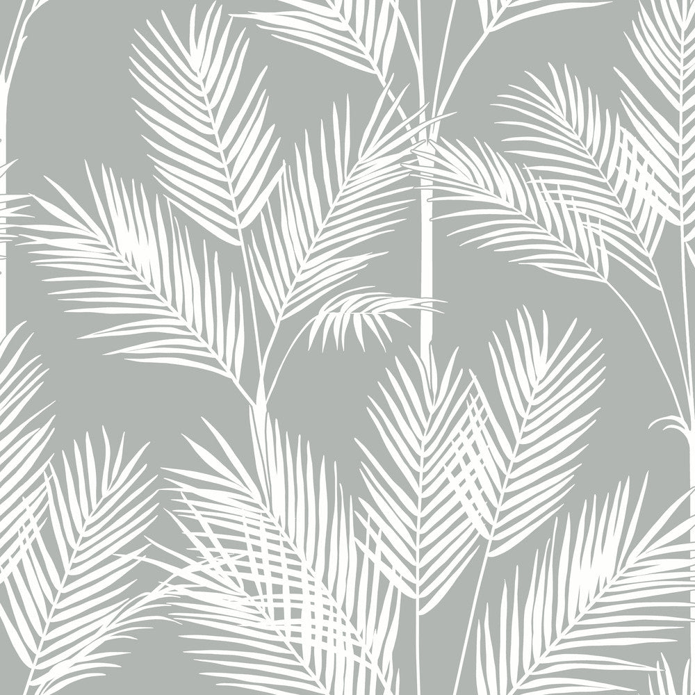 King Palm Silhouette Grey Wallpaper by Inspired by Color Beige & Neutrals Covers about 56.4 square feet 20.5-in by 33-ft long roll Prepasted 20.5 - Fabric Carolina -