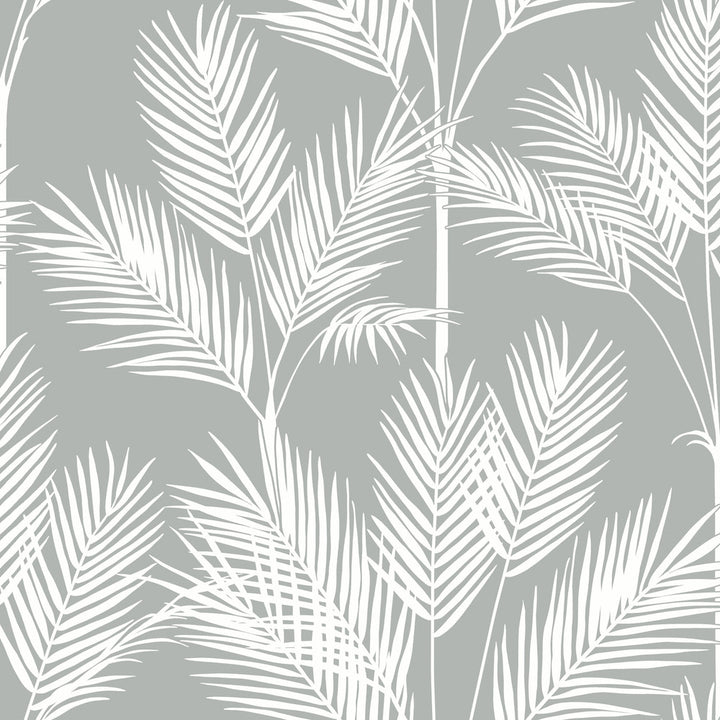 King Palm Silhouette Grey Wallpaper by Inspired by Color Beige & Neutrals Covers about 56.4 square feet 20.5-in by 33-ft long roll Prepasted 20.5 - Fabric Carolina -