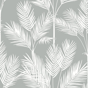 King Palm Silhouette Grey Wallpaper by Inspired by Color