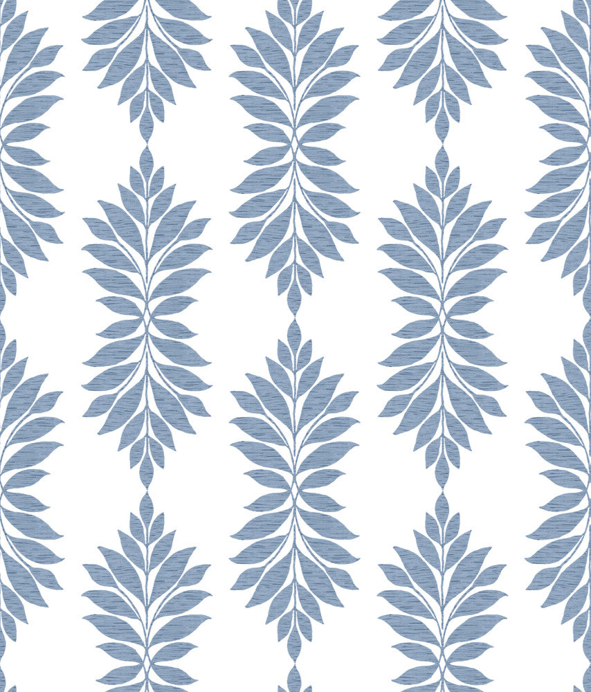 Broadsands Botanica Blue Wallpaper by Inspired by Color Blues II Covers about 56.4 square feet 20.5-in by 33-ft long roll Prepasted 24 - Fabric Carolina -