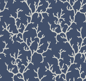 Coral Island Navy Wallpaper by York Wallcoverings