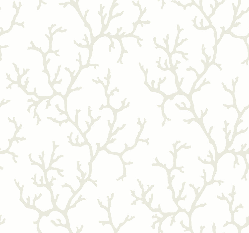 Coral Island White Wallpaper by York Wallcoverings Water's Edge Resource Library Covers about 60.8 square feet 27-in by 27-ft long roll Unpasted 25.25 - Fabric Carolina -