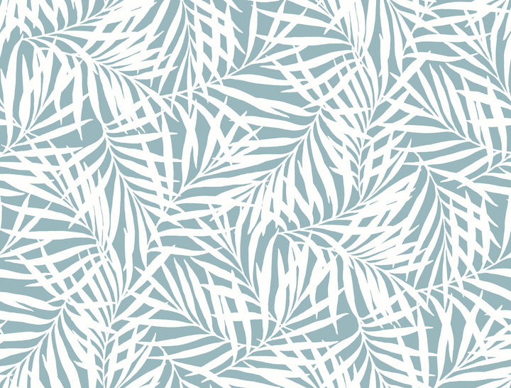 Oahu Fronds Light Blue Wallpaper by York Wallcoverings Water's Edge Resource Library Covers about 60.8 square feet 27-in by 27-ft long roll Prepasted 20.5 - Fabric Carolina -
