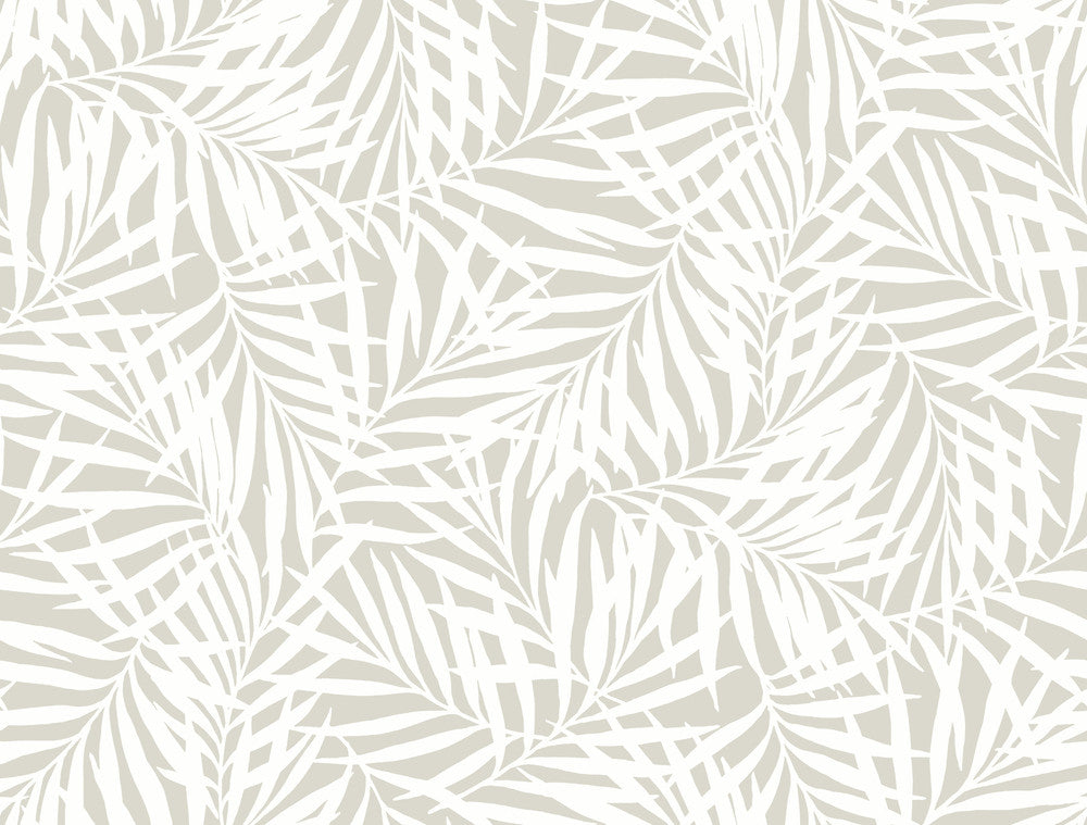 Oahu Fronds Cream & Off White Wallpaper by York Wallcoverings Water's Edge Resource Library Covers about 60.8 square feet 27-in by 27-ft long roll Prepasted 20.5 - Fabric Carolina -