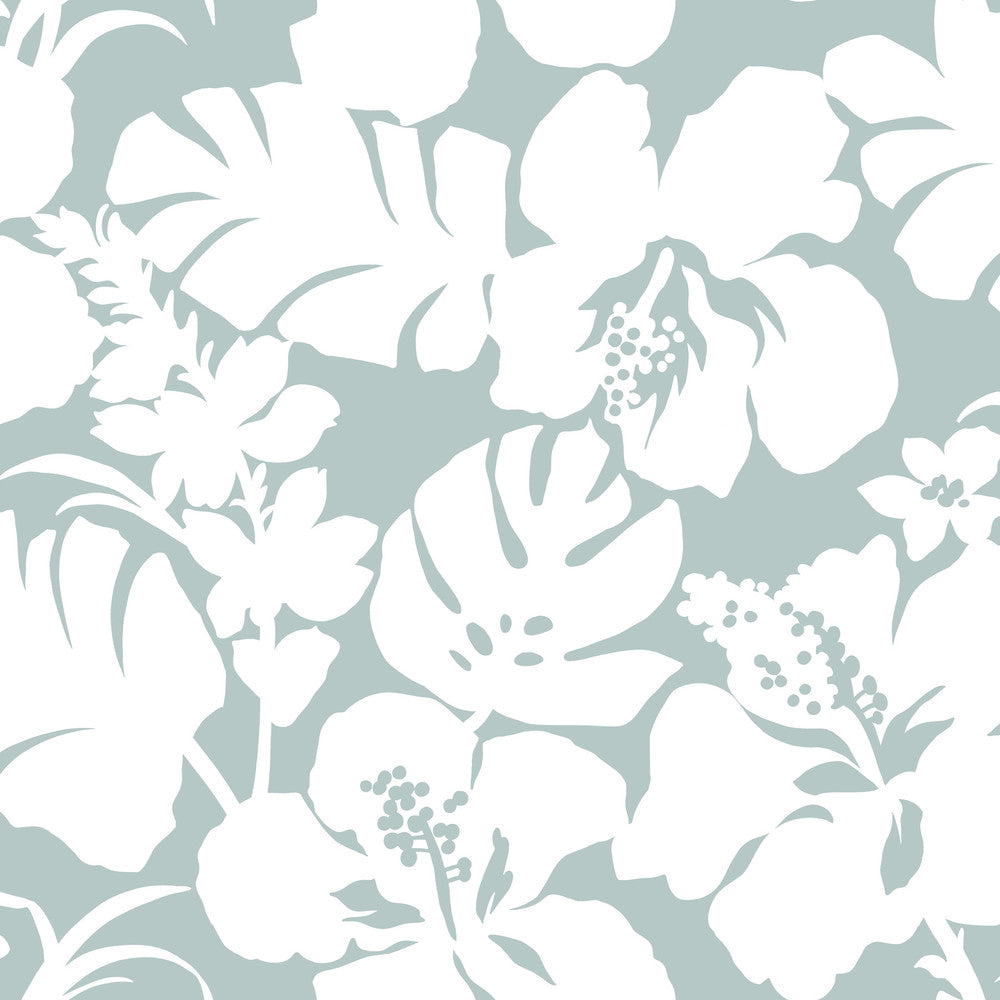 Hibiscus Arboretum Light Grey Wallpaper by York Wallcoverings Water's Edge Resource Library Covers about 56.4 square feet 20.5-in by 33-ft long roll Prepasted 20.5 - Fabric Carolina -