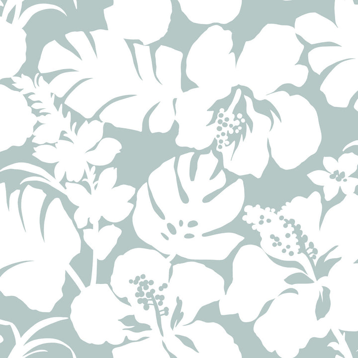 Hibiscus Arboretum Light Grey Wallpaper by York Wallcoverings Water's Edge Resource Library Covers about 56.4 square feet 20.5-in by 33-ft long roll Prepasted 20.5 - Fabric Carolina -