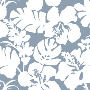 Hibiscus Arboretum Blue Wallpaper by York Wallcoverings