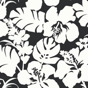 Hibiscus Arboretum Black Wallpaper by York Wallcoverings
