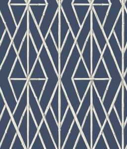 Riviera Bamboo Trellis Navy Wallpaper by York Wallcoverings