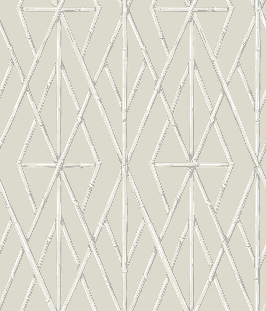 Riviera Bamboo Trellis Cream Wallpaper by York Wallcoverings Water's Edge Resource Library Covers about 56.4 square feet 20.5-in by 33-ft long roll Prepasted 24 - Fabric Carolina -
