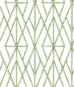 Riviera Bamboo Trellis Green Wallpaper by York Wallcoverings