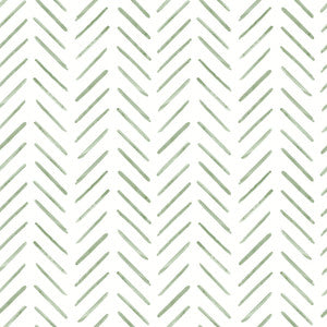 Painted Herringbone Green Wallpaper by York Wallcoverings