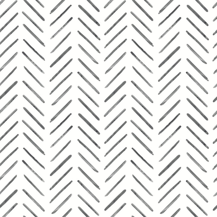 Painted Herringbone Black Wallpaper by Inspired by Color Water's Edge Resource Library Covers about 56.4 square feet 20.5-in by 33-ft long roll Prepasted 20.5 - Fabric Carolina -