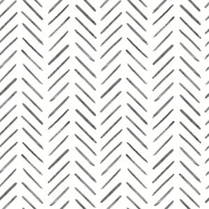Painted Herringbone Black Wallpaper by Inspired by Color
