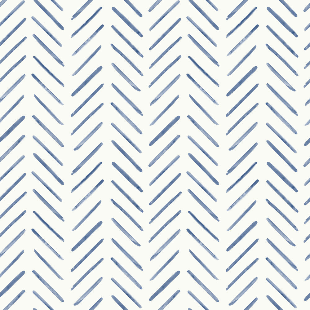 Painted Herringbone Navy Wallpaper by Inspired by Color Blues II Covers about 56.4 square feet 20.5-in by 33-ft long roll Prepasted 20.5 - Fabric Carolina -