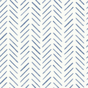 Painted Herringbone Navy Wallpaper by Inspired by Color