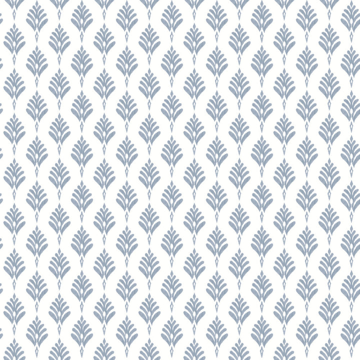 French Scallop Blue Wallpaper by Inspired by Color Blues II Covers about 56.4 square feet 20.5-in by 33-ft long roll Prepasted 20.5 - Fabric Carolina -