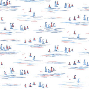 Full Sails Blue & Red Wallpaper by York Wallcoverings