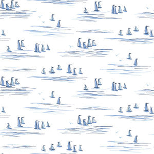 Full Sails Blue Wallpaper by York Wallcoverings