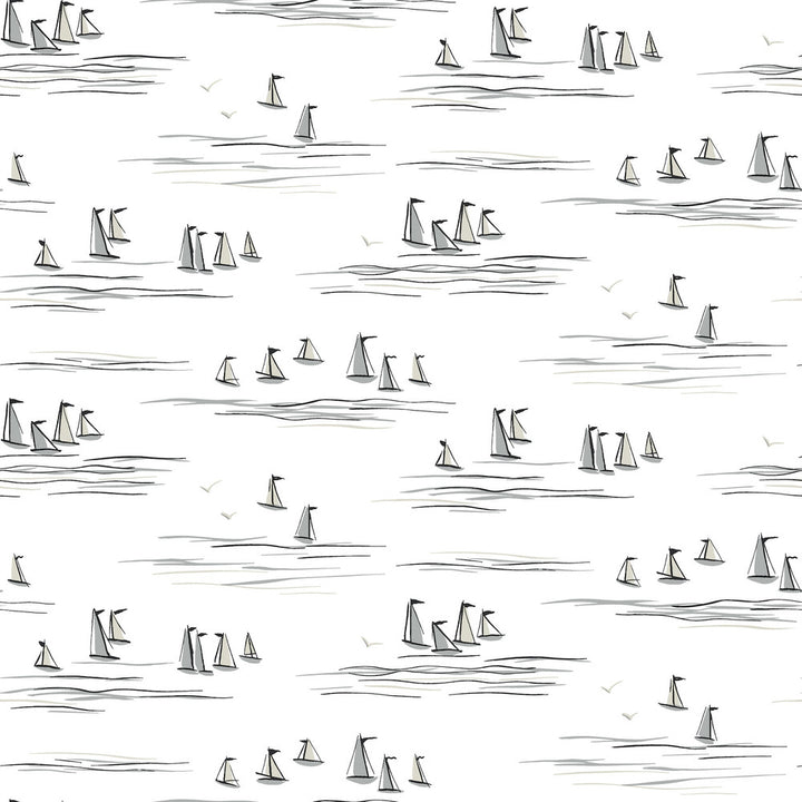 Full Sails Neutral Wallpaper by York Wallcoverings Water's Edge Resource Library Covers about 56.4 square feet 20.5-in by 33-ft long roll Prepasted 20.5 - Fabric Carolina -