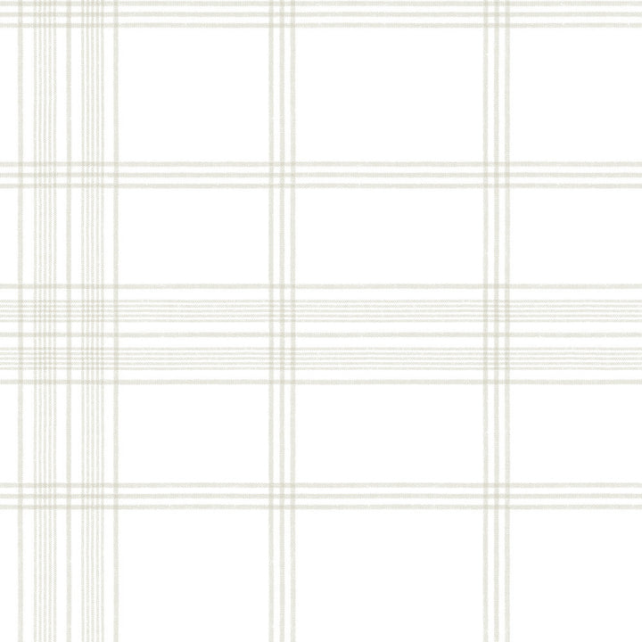 Charter Plaid Off White Wallpaper by York Wallcoverings Water's Edge Resource Library Covers about 56.4 square feet 20.5-in by 33-ft long roll Prepasted 20.5 - Fabric Carolina -