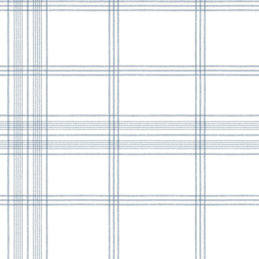 Charter Plaid Blue Wallpaper by York Wallcoverings Water's Edge Resource Library Covers about 56.4 square feet 20.5-in by 33-ft long roll Prepasted 20.5 - Fabric Carolina -