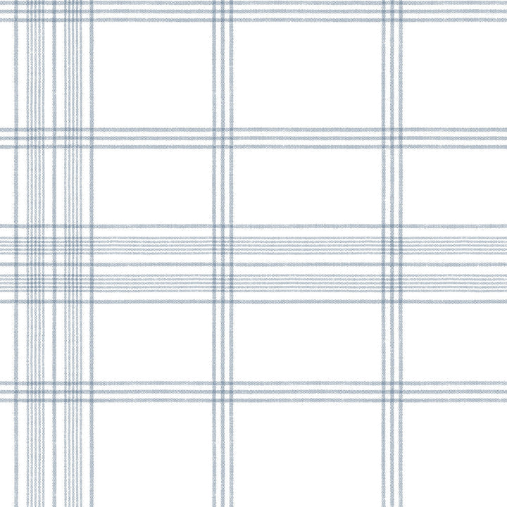 Charter Plaid Blue Wallpaper by York Wallcoverings Water's Edge Resource Library Covers about 56.4 square feet 20.5-in by 33-ft long roll Prepasted 20.5 - Fabric Carolina -