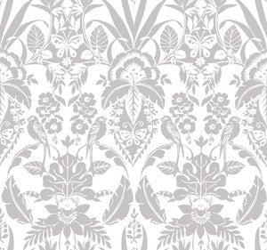 Grey Botanical Damask Wallpaper by York Wallcoverings