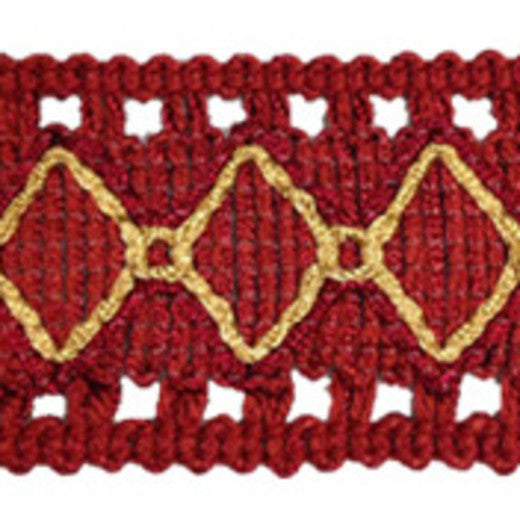 Diamond Border Col. Crimson by Europatex Fabric Countryside 50% Polyester / 50% Rayon China See Sample Horizontal: N/A and Vertical: N/A 1.50 inches  - Fabric Carolina -