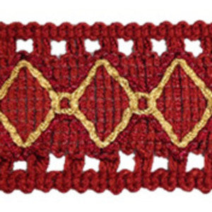 Countryside Diamond Border Crimson by Europatex Fabric