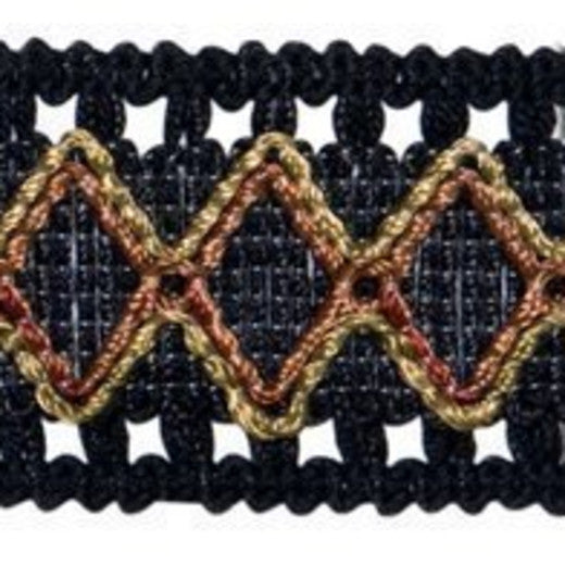 Diamond Border Col. Ebony by Europatex Fabric Countryside 50% Polyester / 50% Rayon China See Sample Horizontal: N/A and Vertical: N/A 1.50 inches  - Fabric Carolina -