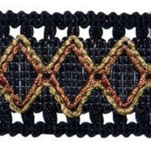 Diamond Border Col. Ebony by Europatex Fabric