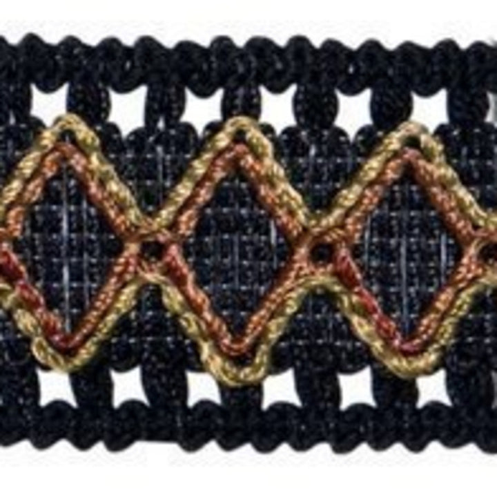 Countryside Diamond Border Ebony by Europatex Fabric Countryside 50% Polyester, 50% Rayon 1.50 inches - Fabric Carolina -