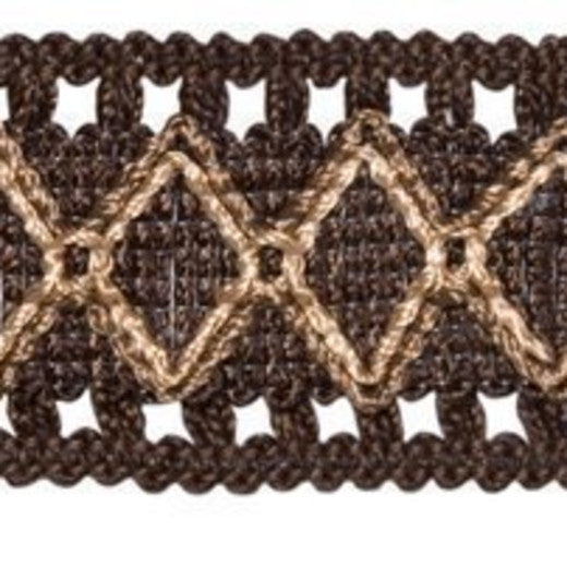 Diamond Border Col. Wenge by Europatex Fabric Countryside 50% Polyester / 50% Rayon China See Sample Horizontal: N/A and Vertical: N/A 1.50 inches  - Fabric Carolina -