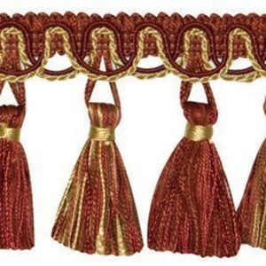 Countryside 2.5" Tassel Fringe Col. Crimson by Europatex Fabric