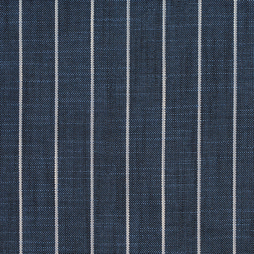 D113 Indigo Pinstripe by Charlotte Designer Fabric Clubhouse Collection 100% Woven Polyester Asia Exceeds 120,000 Wyzenbeek Rubs (Heavy Duty) </p><p>Repeat: Horizontal: 1" 54 Inches - Swanky Fabrics -