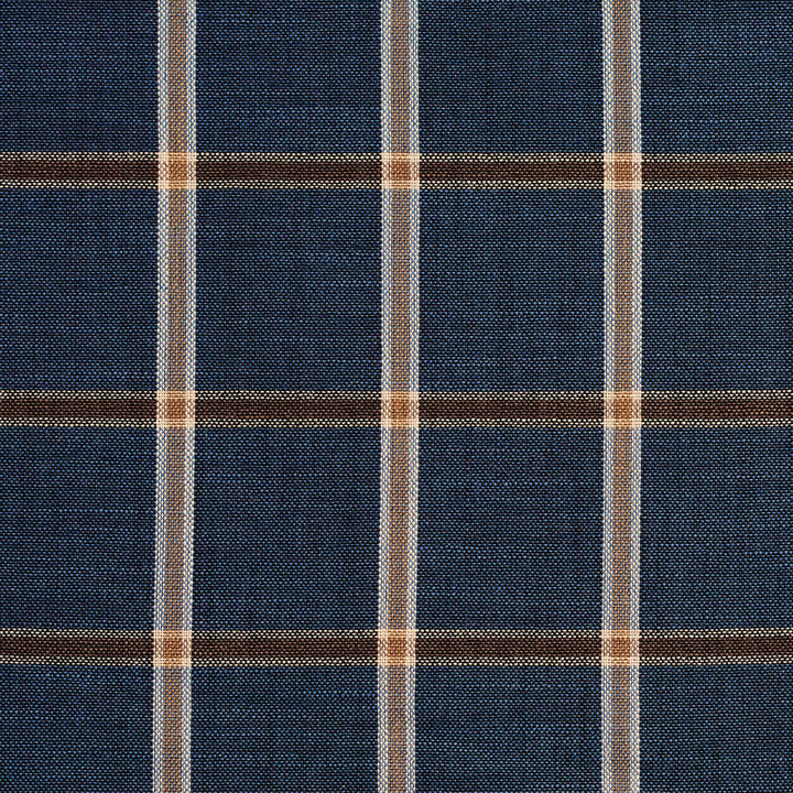 D141 Indigo Windowpane by Charlotte Designer Fabric Clubhouse Collection 100% Woven Polyester Asia Exceeds 120,000 Wyzenbeek Rubs (Heavy Duty) Horizontal: 2.75" x Vertical: 2.75" 54 Inches - Swanky Fabrics -