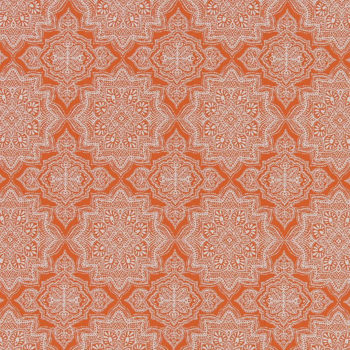 D1435 Tangerine Mandala by Charlotte Fabric Vibrant Wovens 100% Woven Polypropylene Europe Exceeds 100,000 Wyzenbeek Rubs (Heavy Duty) Horizontal 6" x Vertical 7" 54 Inches - Fabric Carolina -
