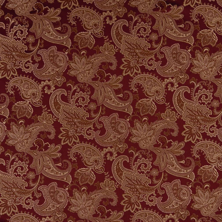 D1555 Merlot Paisley by Charlotte Fabric Elegant Damasks 100% Woven Polyester Turkey Exceeds 50,000 Wyzenbeek Rubs (Heavy Duty) Horizontal 14" x Vertical 15" 54 Inches - Fabric Carolina -