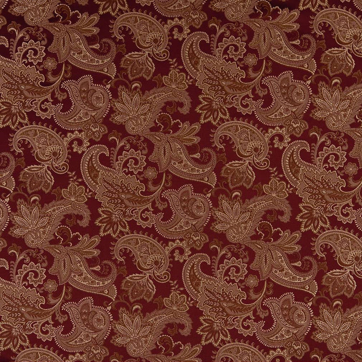 D1555 Merlot Paisley by Charlotte Designer Fabric Elegant Damasks 100% Woven Polyester Turkey Exceeds 50,000 Wyzenbeek Rubs (Heavy Duty) Horizontal 14" x Vertical 15" 54 Inches - Swanky Fabrics -