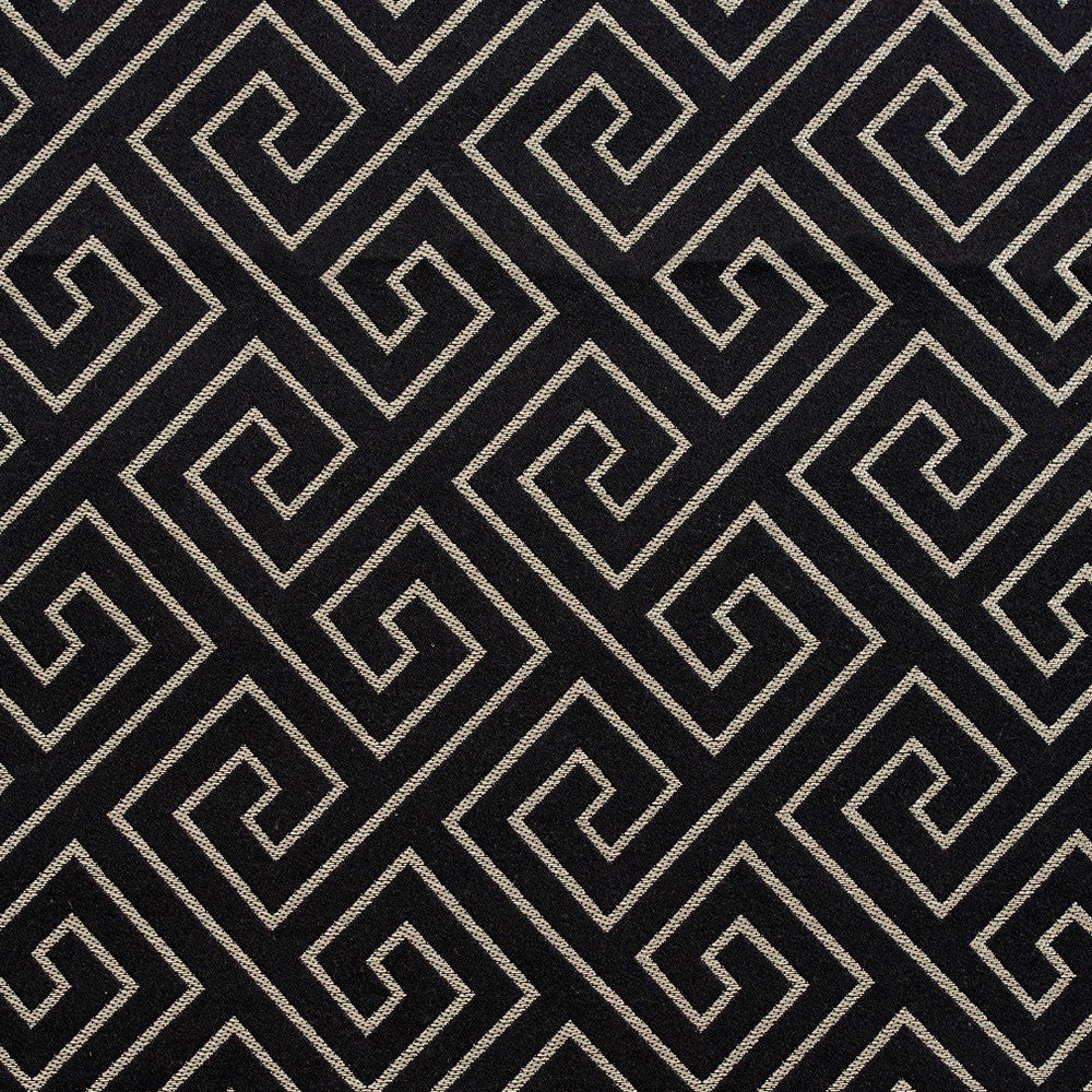 D171 Ebony Greek Key by Charlotte Fabric Sateens 100% Woven Polyester Asia Exceeds 100,000 Wyzenbeek Rubs (Heavy Duty) Horizontal: 3.5" x Vertical: 3.5" 54 Inches - Fabric Carolina -
